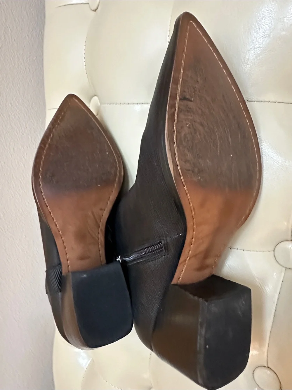 Paolo Black Leather Ankle Booties, Block heel
